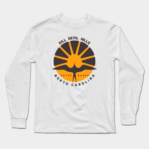 Kill Devil Hills, NC Outer Banks Sunrise Bird in Flight Long Sleeve T-Shirt by Contentarama